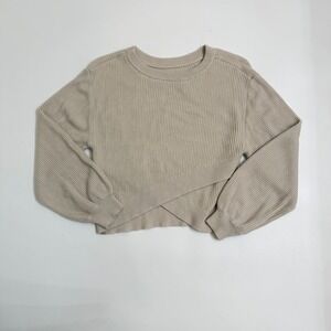 Lululemon Ribbed Cashmere Blend Sweater Cream Cross Hem Size 4